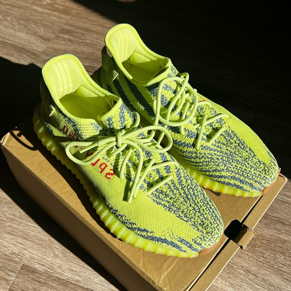 Adidas Yeezy Boost 350 V2 Semi Frozen Yellow B37572 Mens Size 12 Sneaker‎